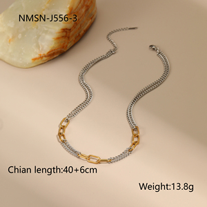 Collier en acier inoxydable tendance, chaîne bicolore 40+5cm, bijoux pour femmes NMSN-J554-3 - Product Image 2
