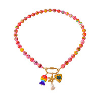 Collier ras-de-cou superposé perlé et coloré avec fermoir à vis ovale, pendentif étoile de mer et poisson, bijoux de plage d'été, vente en gros