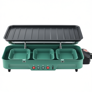 Grill électrique 2000W avec plaque amovible, 5 niveaux de température, utilisation en intérieur, compatible lave-vaisselle, revêtement antiadhésif PTFE - Product Image 1