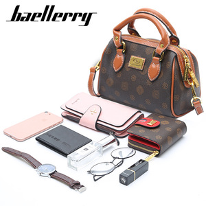 กระเป๋าสะพายไหล่แฟชั่นสำหรับผู้หญิง Baellerry สีน้ำตาล ลายโมโนแกรม ปิดด้วยซิป รูปทรงสี่เหลี่ยมแนวนอน กระเป๋าสะพายข้าง - Product Image 2
