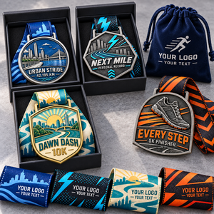 Custom City Marathon and Road Race Finisher Medals with Skyline <b>Shoe</b> Designs and Personalized Ribbons for Running Events OEM ODM - Product Image 2