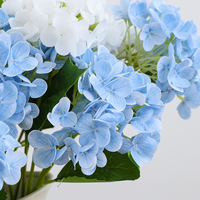 Fleur d'hortensia artificielle de haute qualité, 46 cm, 5 têtes, réaliste, bleu-vert, en plastique souple, pour mariage, Noël, maison moderne, Saint-Valentin