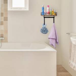 Cintre mural en métal pour planche à repasser avec base en bois crochets pour panier de rangement support mural pour fer et planche à repasser - Product Image 2