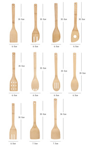طقم أدوات مائدة من الخيزران الطبيعي الصديق للبيئة الأكثر مبيعاً، يتضمن شوك وملاعق خشبية بنقوش صينية للاستخدام المنزلي والمطبخ - Product Image 3