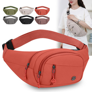 Women's Waist <b>Bag</b> Nylon Multi Layer Zipper Water Resistant Casual Everyday Use Orange - Product Image 1