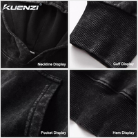 Sweat-shirt à capuche Kuenzi pour homme, style américain, épaules tombantes, effet vieilli, délavé et décoloré, 360 GSM, en batik, poids lourd