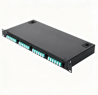 24-Port LC OM3 Panel Patch serat optik-1U Multimode ODF kotak Terminal untuk distribusi jaringan 10G