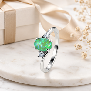 Anello ovale geometrico intarsiato, gioiello da dito semplice e alla moda - Product Image 3