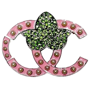 Spilla da Bavero con 20 Perle Rosa e Verdi, Stile Delta CC IVY Poodle Fortitude, Gioiello di Design per Confraternite, Anni '20 - Product Image 5