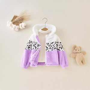 Nuovo Stile Outfit Autunno Inverno per Bambine, Grazioso Cappotto in Pile Corallo con Stampa Leopardata e Zip, Foderato in Velluto - Product Image 4