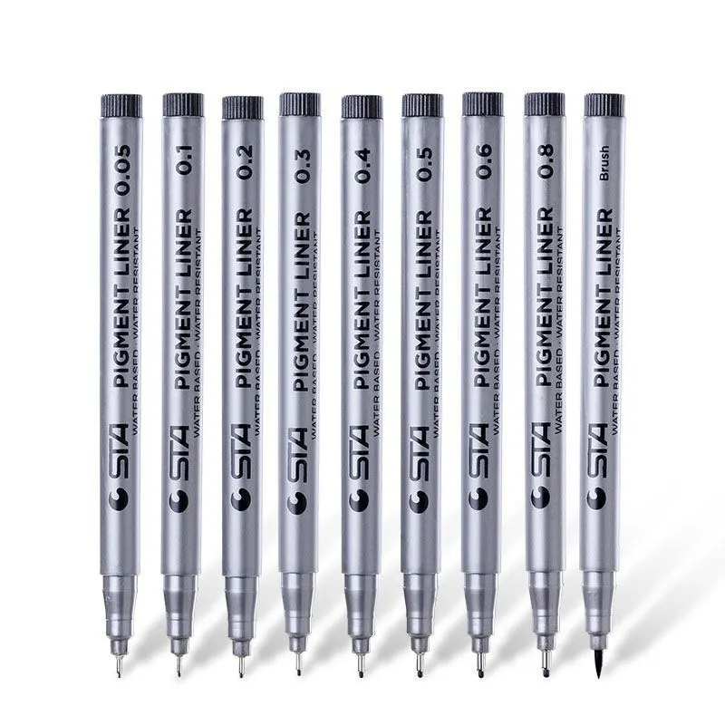 STA 8050 - black colour water based water resistant sketch pen and signature micro needle pen