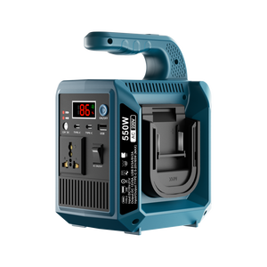 Chargeur portable 550W pour batteries Makita/DeWalt/Milwaukee 18-21V, charge rapide PD Type-C 65W, LED de charge AC Type-C pour le camping - Product Image 1