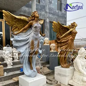 Outdoor Tuin Decor Levensgrote Grote Antieke Koperen Messing Brons Angel Wings Standbeeld Sculptuur Te Koop
