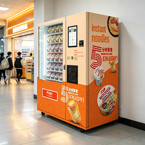 Distributeur automatique de nouilles semi-automatique avec distributeur d'eau chaude, écran tactile 15,6 pouces, vente 24h/24, machine à ramen en libre-service, kiosque de centre commercial - Product Image 1