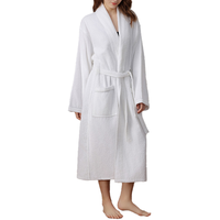 Peignoir en tissu éponge de bambou personnalisé pour femme, à manches longues, uni, respirant, robe de nuit, peignoir de bain, robe de chambre pour femme, style kimono