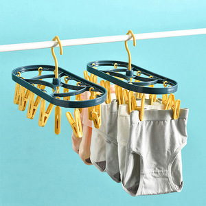 Tendedero de 12 Pinzas para Ropa Interior y Calcetines, para Balcón, de Plástico Ovalado, Multicolor, con Pinzas Resistentes al Viento, para Niños - Product Image 1