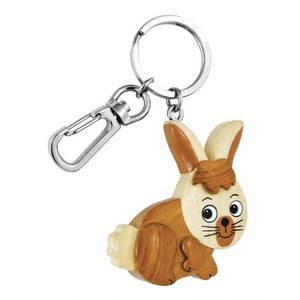 Portachiavi in legno a forma di coniglio, unità singola senza scatola - Product Image 1