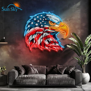 Drop Shipping Design personalizzato gratuito vari casa patriottico aquila insegna al Neon con bandiera americana ali luci al Neon - Product Image 6