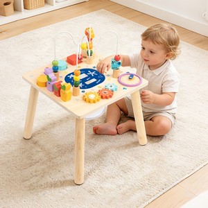 Nueva Mesa <span class=keywords><strong>de</strong></span> Actividades Multifuncional <span class=keywords><strong>de</strong></span> Madera para el Aprendizaje Temprano <span class=keywords><strong>de</strong></span> Niños con Laberinto <span class=keywords><strong>de</strong></span> Cuentas, Clasificador <span class=keywords><strong>de</strong></span> Formas, <span class=keywords><strong>Reloj</strong></span> Despertador y Juego <span class=keywords><strong>de</strong></span> Engranajes - Product Image 2