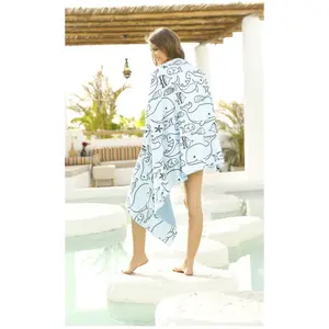 Toalla de playa de microfibra de gran tamaño resistente a la arena diseño personalizado niños adultos lujo ligera al por mayor - Product Image 6