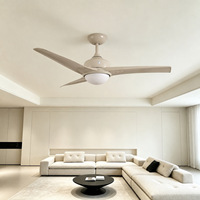 Ventilateur de plafond LED moderne nordique avec moteur DC, télécommande, 3 pales métalliques, 6 vitesses, intensité variable, faible bruit, couleur 3000K-6000K