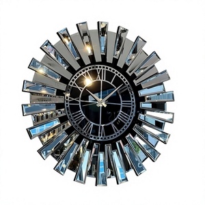 Horloge murale numérique à quartz à piles, style antique, mosaïque de verre, design moderne, affichage à aiguilles métalliques de haute qualité - Product Image 1