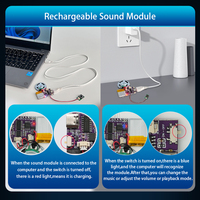 Module Enregistreur Vocal USB Rechargeable avec Bouton Poussoir, Lecture Audio MP3, Haut-parleur pour Carte Postale