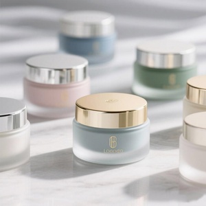 Refillable Customized Glass <b>Empty</b> Scrub Cream <b>Jars</b> Packaging With Golden Cap for Body Butter Face Serum Cream 30g 50g 100g - Product Image 4