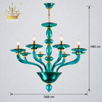 Lustre moderne en verre turquoise, suspension en verre soufflé artisanal style Murano, luminaire décoratif pour villa, salle à manger, restaurant