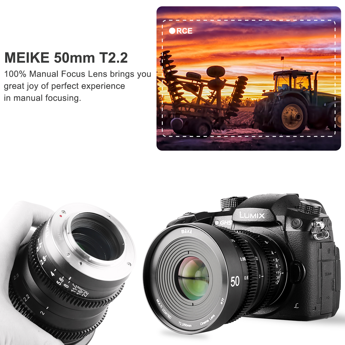 Meike 50mmt2.2 Film Lens - Wide-Angle Manual Lens for MFT