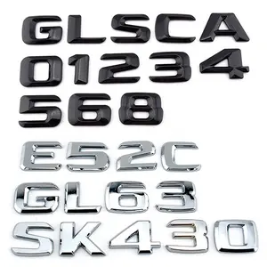 Autocollants personnalisés en plastique ABS avec lettres et chiffres chromés 3D pour voitures