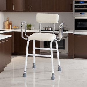 Chaise de cuisine Foxconn en métal, hauteur réglable, capacité de charge 130 kg, avec dossier et accoudoirs pour une assise confortable - Product Image 2