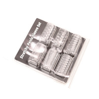 Juego de 6 Anillos de Cristal para Dedos con Forma de Oruga, Retrasan la Eyaculación, Juguete Sexual para Adultos, 100% Impermeable