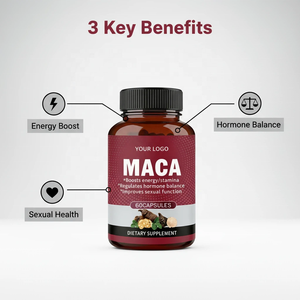 แคปซูลรากมาคา OEM/ODM 60 เม็ด - เสริมพลังงานสำหรับผู้ใหญ่ ปรับสมดุลฮอร์โมน ช่วยเพิ่มความหนาแน่นของกระดูก ปราศจากน้ำตาล อาหารเสริม - Product Image 3