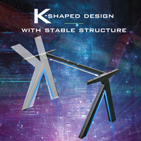 Cadre de bureau de jeu électrique personnalisé avec pieds en forme de K, réglable en hauteur, pour position assise/debout, base de bureau Esports RGB, usine OEM ODM