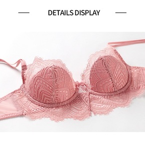 Ensemble soutien-gorge et culotte en dentelle brodée pour femmes, confortable, en coton fin, vente en gros - Product Image 2