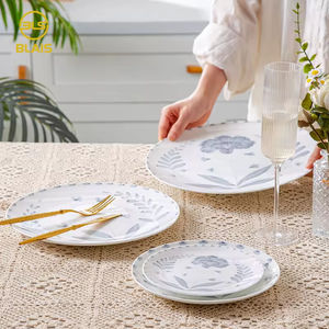 BLAIS Design classique ensemble de vaisselle en porcelaine à fleurs grises chargeur de vaisselle et assiette pour mariages et fêtes - Product Image 2