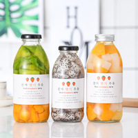En gros 300ml 350ml 500ml 16oz clair vide ronde en verre boisson de jus de fruits potable bouteilles avec bouchon à vis en métal