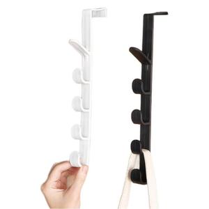 <b>Over</b> <b>Door</b> Clothes <b>Hooks</b> Wall Mounted Storage Rack 4 <b>Hooks</b> White Black For Bedroom Closet Organization - Product Image 4
