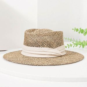 2025 Summer Hollow Out Design Seagrass <b>Straw</b> <b>Hat</b> Beach Telecospe Crown <b>Boater</b> <b>Hat</b> for Women Lady Sun Shade - Product Image 4