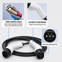 Câble d'extension de type 2 UE 22 kW 32 A triphasé pour recharge de VE, 5 m, ABS + PC, IEC 62196-2, station murale EVSE, nouveau