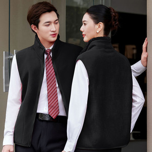 Chaleco Reversible Personalizado de Forro Polar, Color Sólido, Poliéster, Unisex, Ropa de Trabajo, Ropa Exterior, Otoño Invierno - Product Image 1