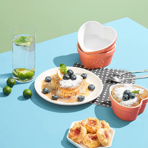 Set <span class=keywords><strong>di</strong></span> Ramekin da 6 oz Resistenti al Forno per Crème Brûlée, Piattini in Porcellana per Soufflé, Ramekin a Forma <span class=keywords><strong>di</strong></span> Cuore per Cottura e Dessert - Product Image 3