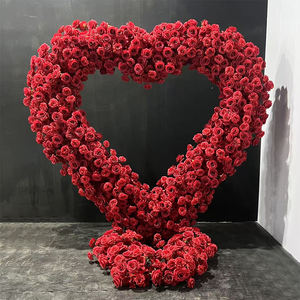 <span class=keywords><strong>Promise</strong></span> casamento vermelho flor artificial arco bonito coração forma metal proposta backdrop decoração para decoração do evento - Product Image 3
