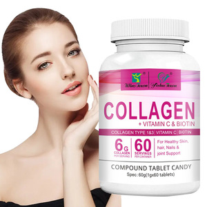 Tabletas de biotina de vitamina C de colágeno, Etiqueta Privada, suplemento saludable de hierbas orgánicas veganas, tableta de Zinc para blanquear la piel del cabello y las uñas - Product Image 1