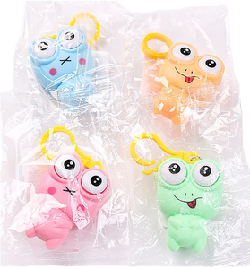 Nuovo Portachiavi Kawaii a Forma di Rana con Occhi Saltellanti da 11cm, Giocattolo Antistress in Gomma per Bambini e Adulti - Product Image 1