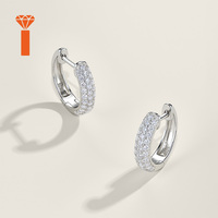 Boucles d'oreilles créoles rondes en moissanite, sertissage pavé, argent S925, hypoallergéniques, pour le bureau et le quotidien