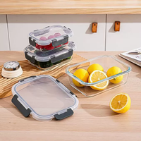 Boîtes de conservation alimentaire en verre OWNSWING, compatibles micro-ondes, avec couvercles à fermeture hermétique, boîte à bento compartimentée, récipients réutilisables pour la préparation des repas