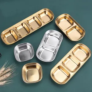 Korean Rectangle Stainless Steel Dipping Sauce Dish Reusable Small Kimchi Plate Dipping Sauce Cups Restaurant Snack Container