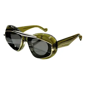 2024复古时尚时尚醋酸纤维太阳镜设计彩色朋克风格男女通用时尚太阳镜